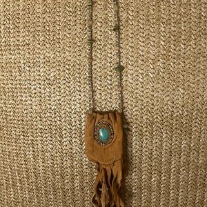 Native Necklace beaded with Turquoise Pendant
